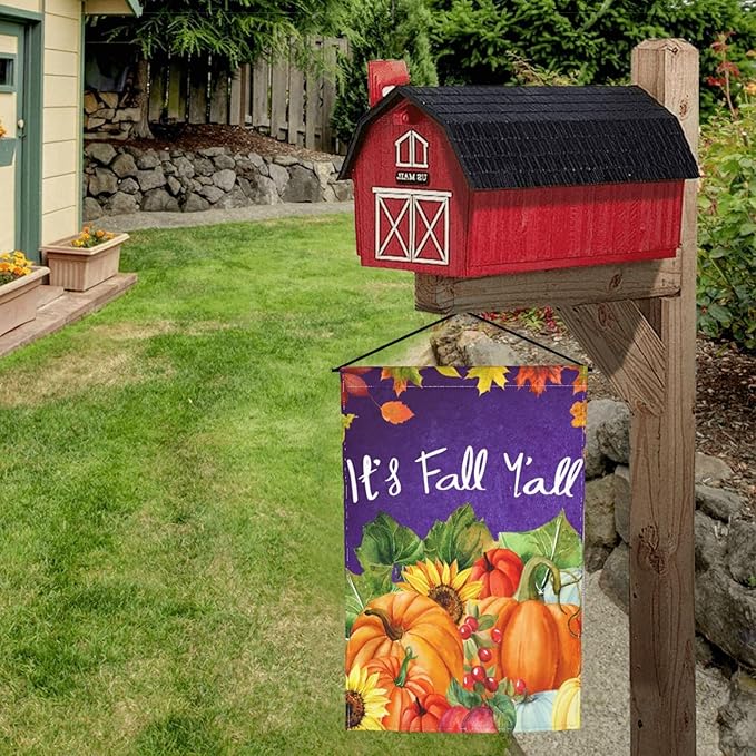 Fall Pumpkin Sunflower Autumn Maple Fruit Fun Garden Flag Welcome Party Outdoor Outside Decorations Picks Home House Garden Yard Decor 12x18 Inch