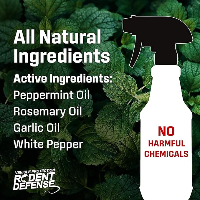 Exterminators Choice Mice & Rat Defense Spray for Cars & Trucks – 128 fl oz (1 Gallon) – Organic Peppermint Formula for Mouse Prevention & Rat Control – Safe for Kids & Pets