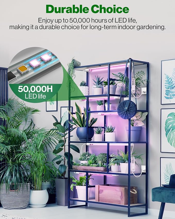 Sunco 12 Pack 2ft Grow Light LED, 20W, Full Spectrum, for Seed Starting, Seedling, Indoor Plants, Plug in Suspended Fixture, Link Up to 8, Inline Switch, ETL