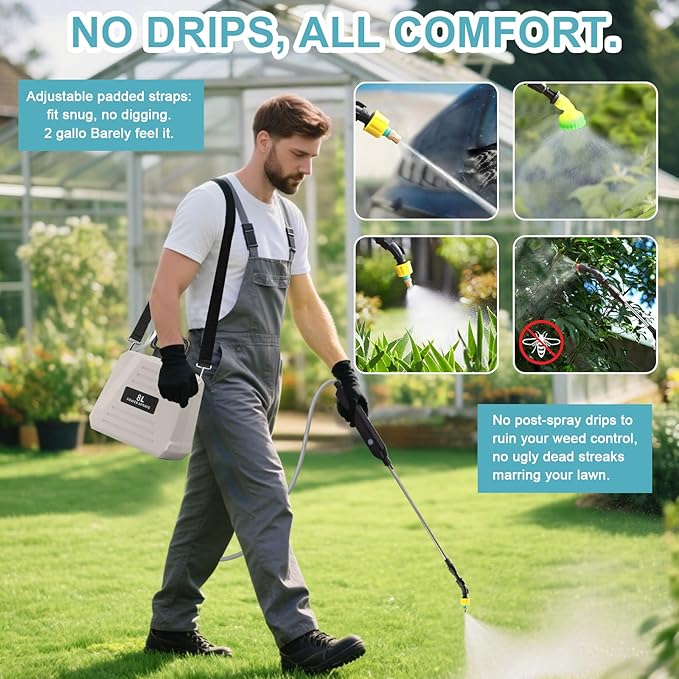 Battery Powered Sprayer 2 Gallon, 2025 Upgraded Electric Garden Sprayer with 3 Nozzles & 4 Spray Modes,Rechargeable Handle, Retractable Wand and Adjustable Shoulder Strap for Weed Killer, Lawn, Yard