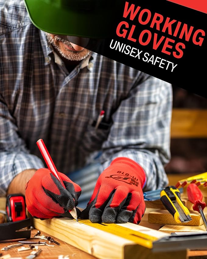 72 Pairs Gardening Work Gloves Bulk for Men Women, Rubber Coated Garden Multipack Safety Construction Glove