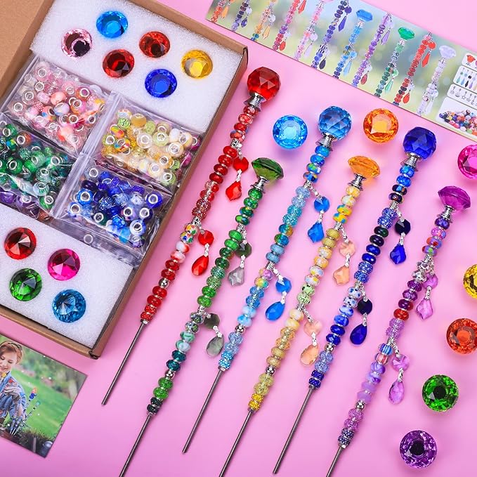 VICTLOV Crystal Suncatcher Making Kit, 273 Pieces with Beads, Snowflakes, Butterflies, Glass Balls for Garden Decoration, DIY Outdoor Hanging Ornaments (453Pcs Diamond+Ball+Pendant D)