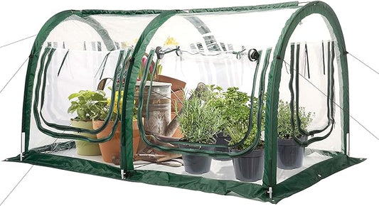 Poray Pop Up Tunnel Greenhouse Tent,Portable 78.8''Long Greenhouse Gardening Flower House ,Plant Sunshine Room with PVC Cover for Protecting Plant from Cold Frost & Birds Insects with Zipper up Mesh