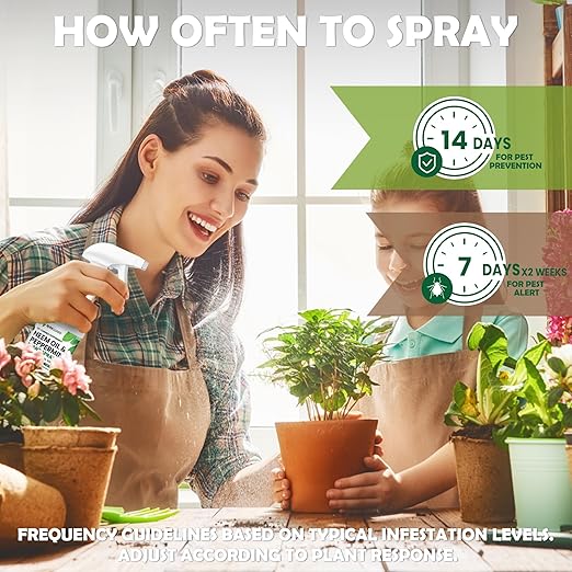 Neem Oil Spray for Plants & Peppermint Spray, 16oz | All-Natural Cold-Pressed Neem Oil for Indoor and Outdoor | Easy to Use