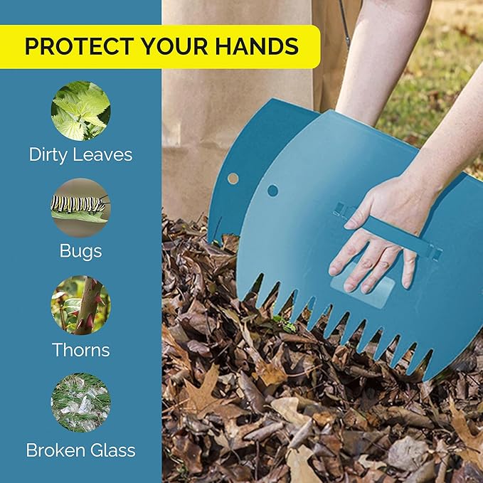 GardenHOME Leaf Scoops Hand Rakes, Large Leaf Grabbers for Yard Work and Garden Use, Clear and Collect Garden Rake, Leaf Scooper and Claws for Leaves, Lawn Debris, and Trash Cleanup