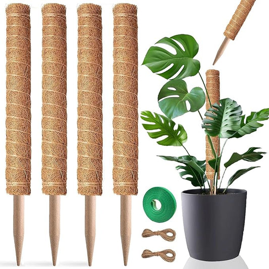 Moss Pole, 4Pack 21 Inch Plant Support Stakes for Indoor Plants, Monstera Plant Support Stakes, 69 Inch Tall Coir Plant Pole Sticks for Potted Plants, Pothos, Philodendron, Climbing Plants Accessories