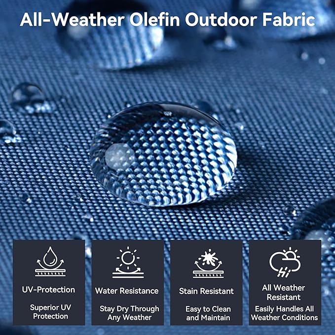 Luxury High Back Outdoor Furniture 6-Inch Thick Cushions with 50,000 BTU Gas Propane Fire Pit Tablet, Patio Furniture Set with Swivel Chairs, for Porch, Balcony, Deck and Yard