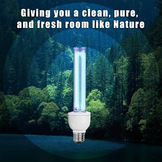 BAIMNOCM 2 Pack UVC Light Bulb Ozone Free, UV Lamp 25 Watt, 254nm Weavelength UV-C lamp for Basement E26 Base 2 Count