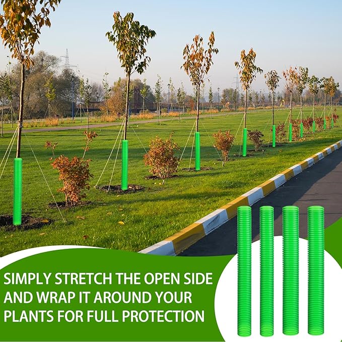20 Pcs Corrugated Tree Guards Tubes Plastic Saplings Tree Trunk Protectors Wraps to Protect Bark from Deer, Sapling from Rodents, Mowers, Animals(15.7 x 2, 15.7 x 1.5,Army Green)