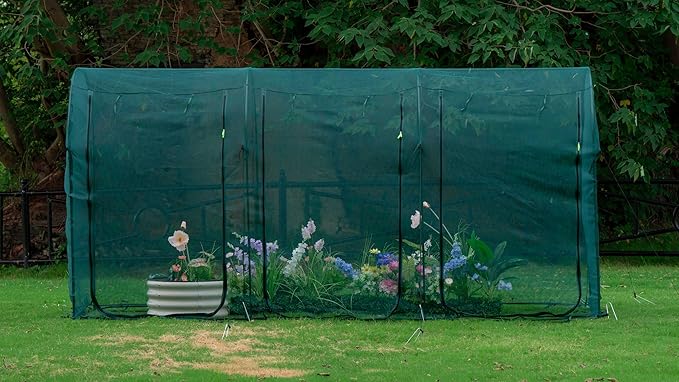 Poray Large 12.3X4FT Tunnel Plant Netting Cover,6FT Tall Crop Cage Tomato Netting for Vegetables&Fruits,Durable Gardening Net for Plant and Animals