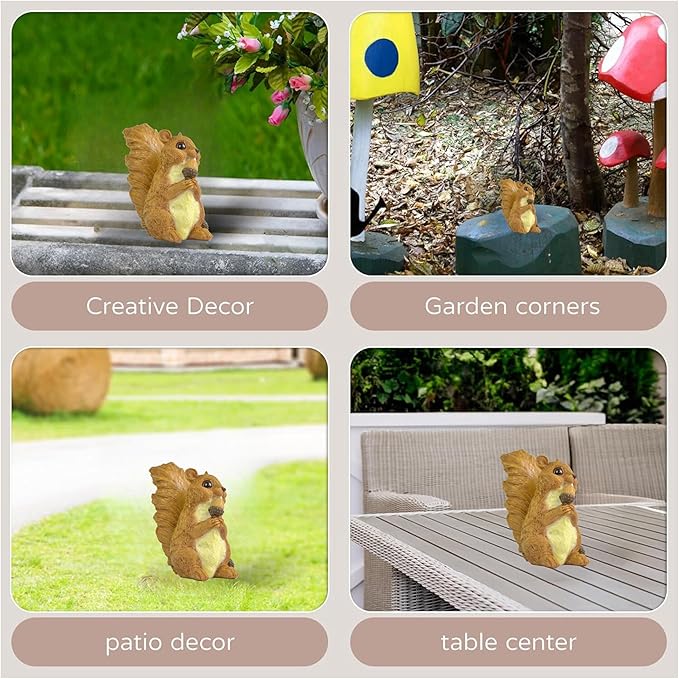 Brown Squirrel Statue with Acorn – Hand-Painted Polyresin Garden Figurine for Lawn, Patio & Planters – Rustic Outdoor Animal Décor