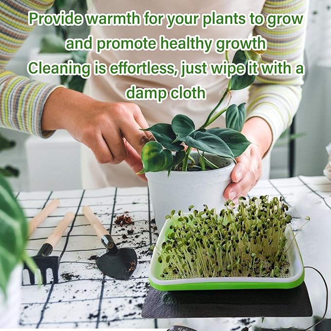 Seedling Heat Mat, 3 Gear Adjustable Temperature Warm Hydroponic Heating Pad for Germination, PU Leather Hydroponic Plant Heating Pad for Indoor Gardening, Greenhouse (3318)