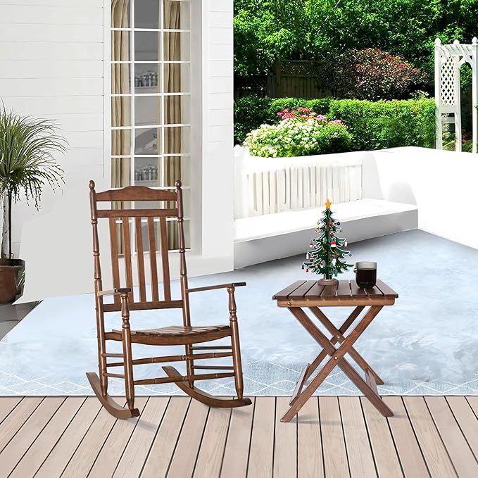 Outdoor Patio Side Table Small Wood End Square Table Folding Coffee Furniture for Living Room, Bedroom, Plant Stand, Camping Portable Brown