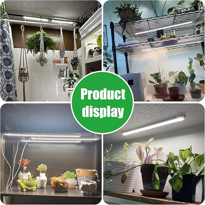 Two Strip Growing Lamp 2-Pack for Indoor Plants, 3500K Full Spectrum LED Grow Light Strips with Auto ON/Off 3/9/12H Timer & 10 Dimmable Levels for Green House Succulent (2 Head×2 Pack)