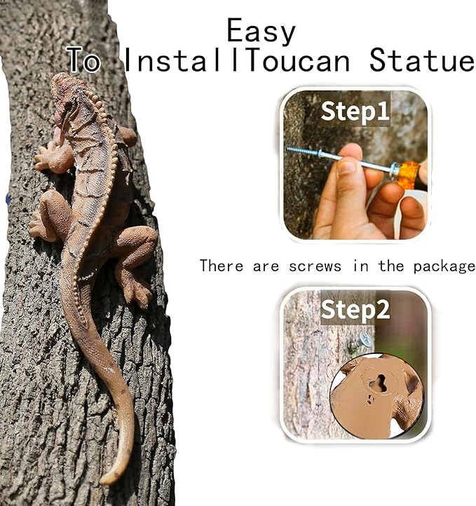 Outdoor Lizard Statue Sculpture Garden Patio Porch Tree Wall Wall Hanging Art Deco Gift 10.24 inch Rainforest Animal Decoration