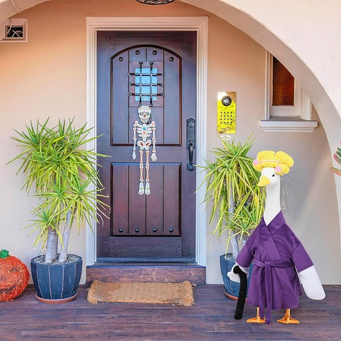 Old Lady Porch Goose Outfits - Old Lady Costumes for 23” Porch Goose Statue, Halloween Outdoor Decor for Lawn, Yard & Garden