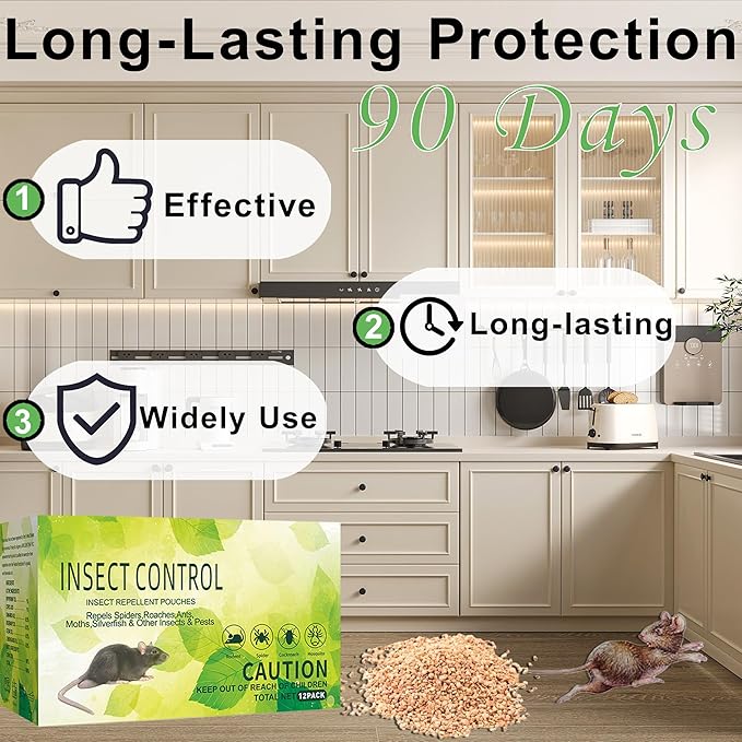 Mouse Repellent Pouches 12 Pack with Peppermint Oil,Mice Deterrent for Indoor Outdoor,Natural Rodent Repellent Get Rid of Rats, Mice, Squirrels - Safe for Pets and Family Rat Repellents for House, Car