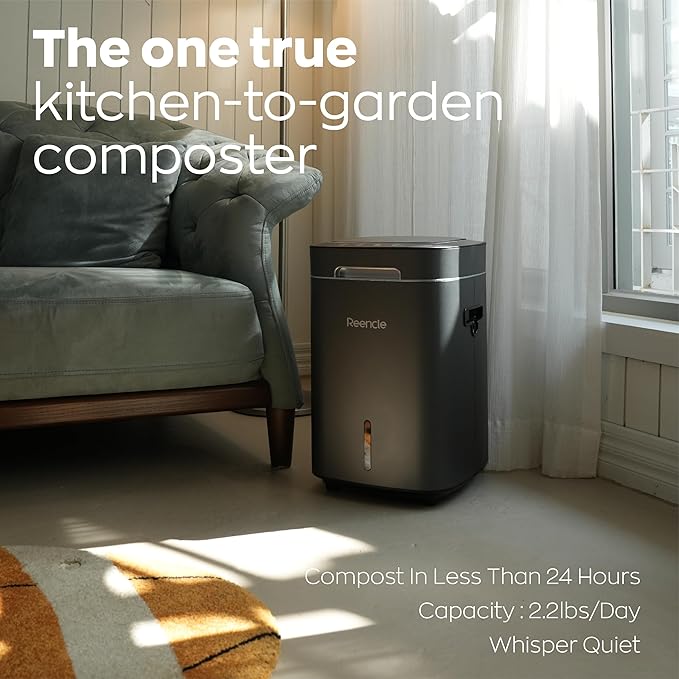 Prime Electric Composter - 14L Kitchen Composter, Decomposes Up to 2.2 lbs Food Waste Daily, Odorless Indoor Composting with Whisper-Quiet Technology & Rapid Decomposition (Silver)