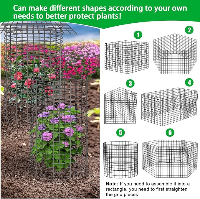 10 Pcs 11.8"x 11.8"/11.8"x 19.6" Available Chicken Wire Cloches for Plants, Plant Protector from Animal, Garden Covers Netting Iron Wire Mesh to Protect Plants Vegetables from Rabbit Squirrel Chicken