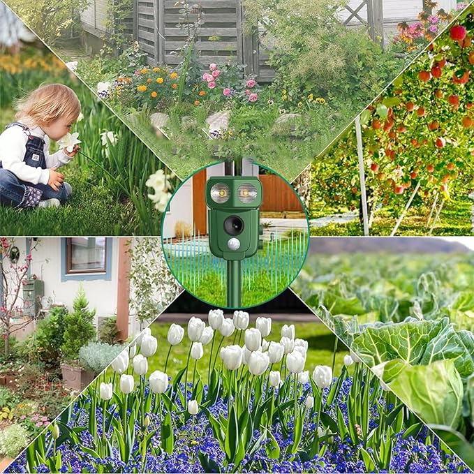 Solar Ultrasonic Animal Repeller, Outdoor Cat Deterrent with Motion Sensor, Waterproof Fox Repellent, Humane Pest Control for Dogs, Rats, Birds (1 Count (Pack of 1))