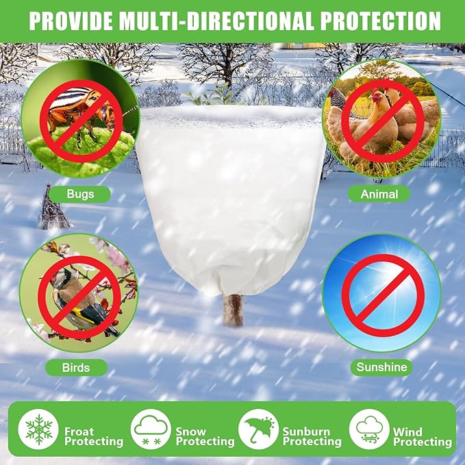 NNG 5PCS Winter Plant Covers Freeze Protection 47.2x47.2Inch Frost Blanket Shrub Covers with Zipper Drawstring Plant Protector Shrub Jacket Winter Tree Cover for Outdoor Plants, Shrub Potted Plants