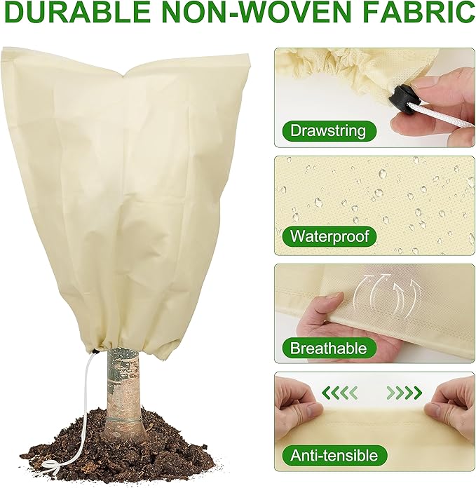 78x41inches Plant Covers Freeze Protection,2 Packs Thickened 2.82oz/yd² Frost Cloth for Outdoor Plants,Winter Tree Covers with Zipper&Drawstring,Plant Blanket for Winter Plant Covers Freeze Protection