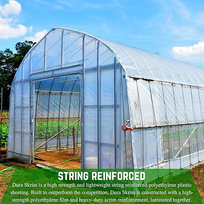 Farm Plastic Supply - String Reinforced 4 Year UV Resistant 10 mil Clear Greenhouse Plastic Sheeting - 4 Year UV Resistant Polyethylene Greenhouse Film, Hoop House Green House Cover (42' x 50')