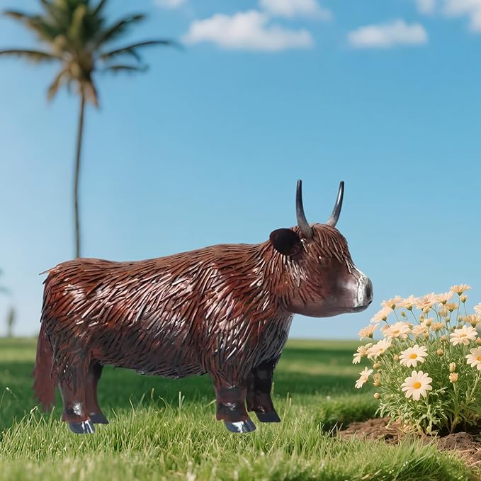 Garden Metal Highland Cow Outdoor Statues Cattle Yard Art Lawn Decoration Outdoor Sculpture Housewarming Birthday Gifts