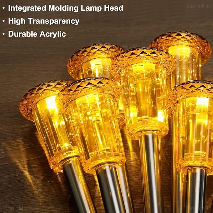 DenicMic Halloween Solar Lights Outdoor 10 Pack Orange LED Waterproof Yard Garden Patio Backyard Pathway Walkway Landscape Lawn Outside Fall Decorations Outdoor