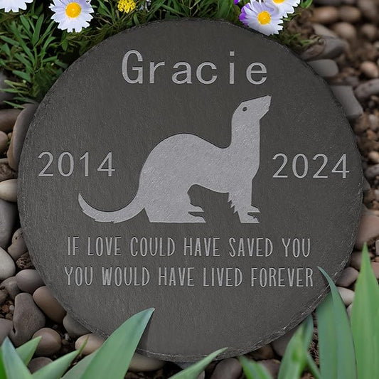 Ferret Memorial Stone Ferret Garden Statue - Ferret Memorial Gifts - Ferret Tombstone - Ferret Loss Gift - Loss of Pet Ferret - Round