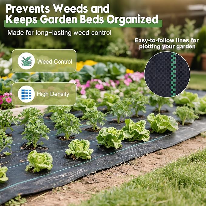6FTx300FT Weed Barrier Fabric Heavy Duty, Gardening Landscape Fabric Cover Mat, Durable Weed Control Fabric for Garden Bed Cover, Landscaping, Commercial Driveway, Underlayment Use (6x300FT-3.2OZ)