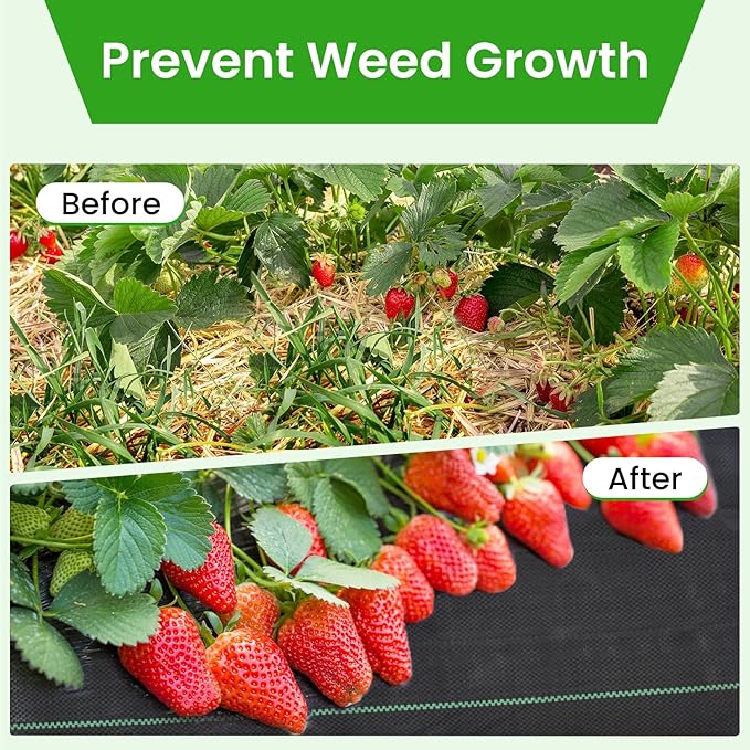 Weed Barrier Fabric, 4x300ft Landscape Fabric, 3.2oz Heavy Duty Durable Woven Geotextile Fabric, High Permeability Ground Cover Mat, Driveway Fabric, Garden Weed Control Cloth with 20 U-Securing Pegs