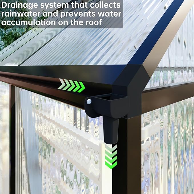 8x14 FT Greenhouses for Outdoors, Polycarbonate Greenhouse with PC Panels, Greenhouses for Outdoors for Yard, Garden, Hobby, Dark Grey