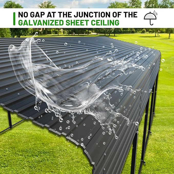 12 x 20 FT Metal Carport with Heavy Duty Galvanized Steel Roof & Durable Frame, Metal Car Garage, Sturdy Canopy Shelter for Car, Truck, Pickup, SUV, Tractor, and Boat