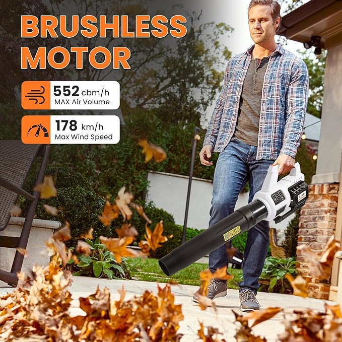 LIGO Cordless Leaf Blower with Brushless Motor, High CFM Turbo Airflow, Lightweight Handheld Design & 4.0Ah Battery - Dual Use for Lawn Care, Yard Debris, and Light Snow Removal