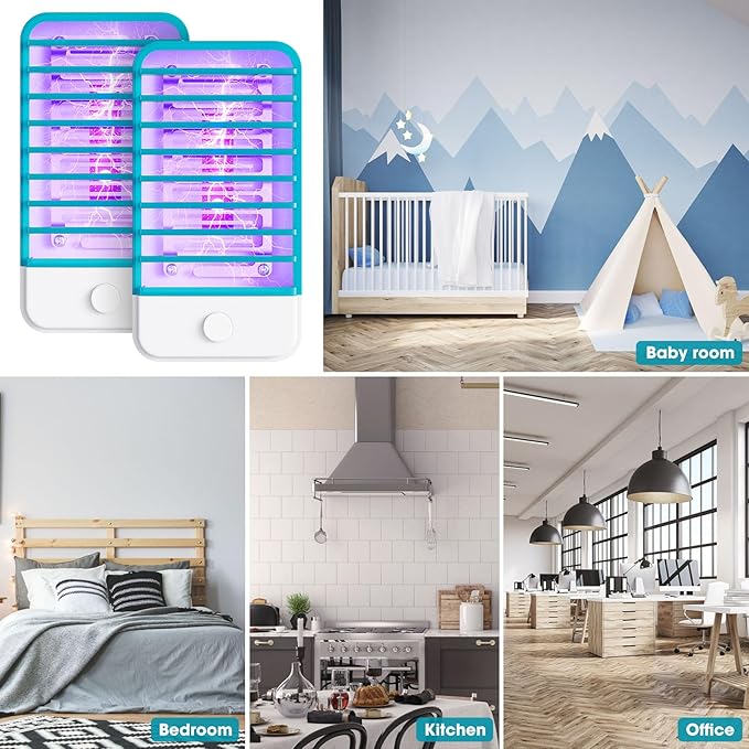 4 Pack Plug in Bug Zappers Indoor Flying Insect Trap, Fly Traps for Indoors, Electronic Mosquito Zappers Killer Gnat Traps with LED Light for Patio, Bedroom, Kitchen, Office, Baby Room