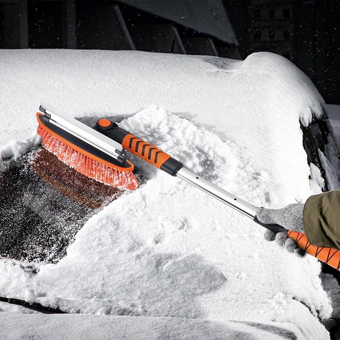 KeFanta Snow Removal Brush and Ice Scrapers for Car Windshield, 3 in 1 Heavy Duty 42'' Extendable Broom for SUV and Truck Window, Automotive Winter Accessories