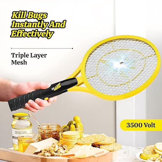 ZAP IT! Electric Fly Swatter Racket - 3,500 Volt Bug Zapper Racket - Battery-Powered Fly Zapper and Mosquito Racquet Zappers with AA Batteries Included - Lightweight and Compact for Indoors or Outdoor
