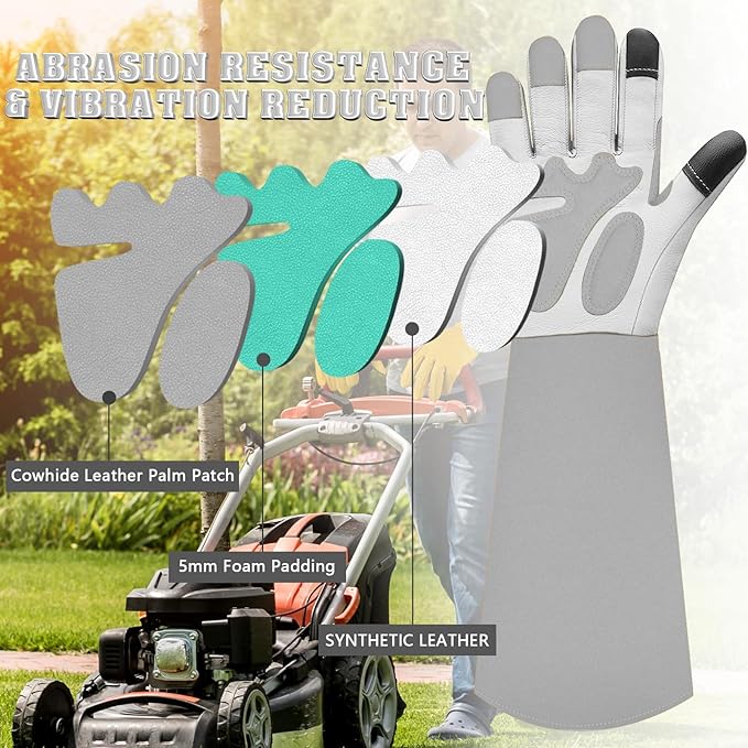 Long-Gardening-Gloves for Women/Men - Thorn Proof Rose Pruning Gloves Heavy Duty Gauntlet-L