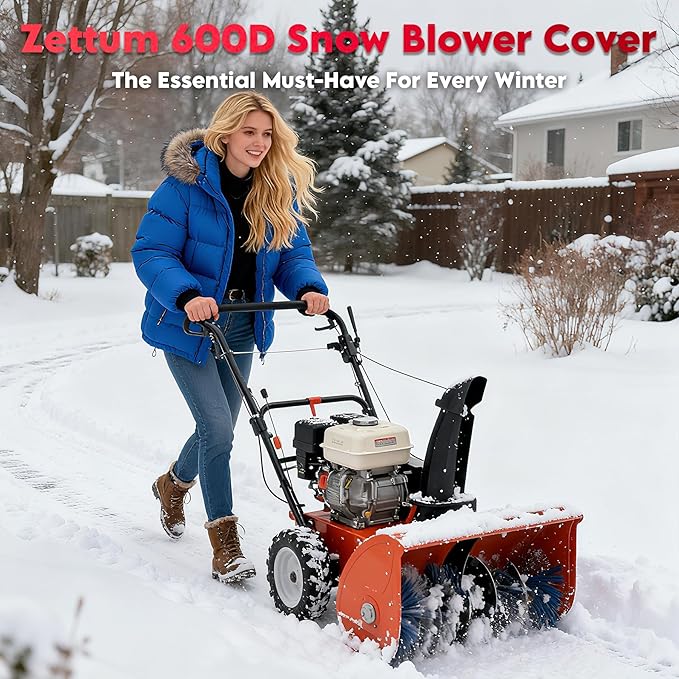 Zettum Snow Blower Cover - 600D Snowblower Covers Waterproof Heavy Duty, Outdoor Snow Thrower Cover Universal Fit for EGO, Honda, Ryobi, Cub Cadet, Ariens, Troy Bilt, Snow Joe, Toro and PowerSmart