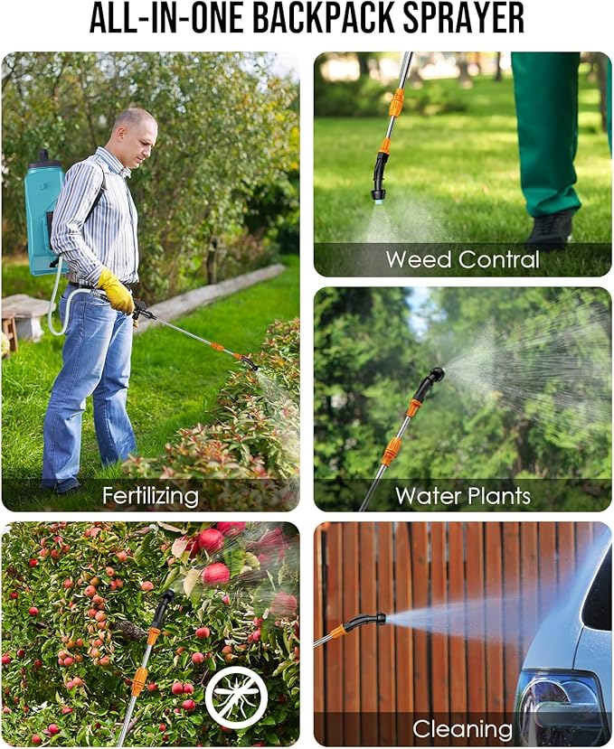 Battery Powered Backpack Sprayer 3.2 Gallon, with 7 Nozzles & Telescopic Wand, Electric Weed Sprayer for Yard, Lawn and Garden, 2x2.5Ah Rechargeable Batteries & 1x Charger Included