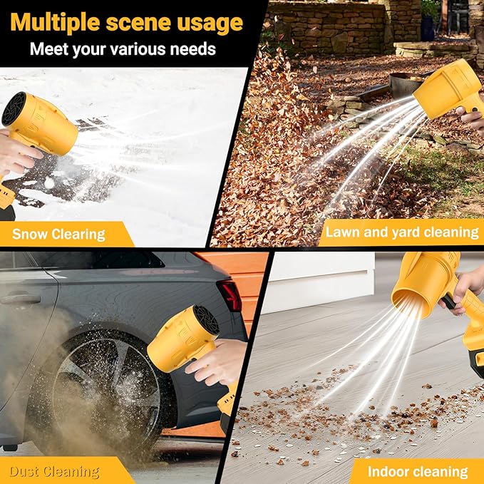 Handheld Electric Cordless Leaf Blower – 500,000RPM Mini Turbo Jet Blower with 2×4.0Ah Batteries & Charger, Lightweight for Patio, Lawn, Garage Cleaning (Yellow)