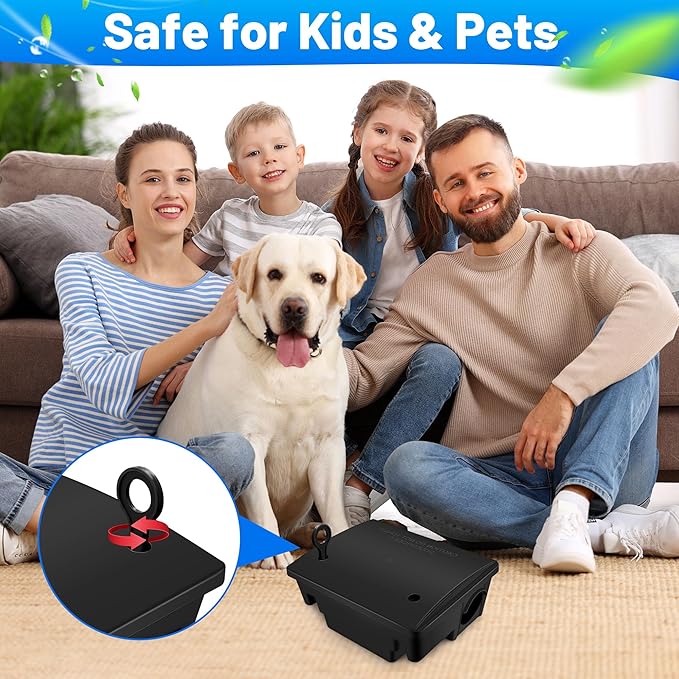 Rat Bait Stations with Keys, 12 Pack Large Humane Mouse Rodent Bait Stations Mouse Rodent Rat Trap Outdoor Indoor, Heavy Duty Reusable Mice Bait Station Boxes for Outdise, Pets & Kids Safe