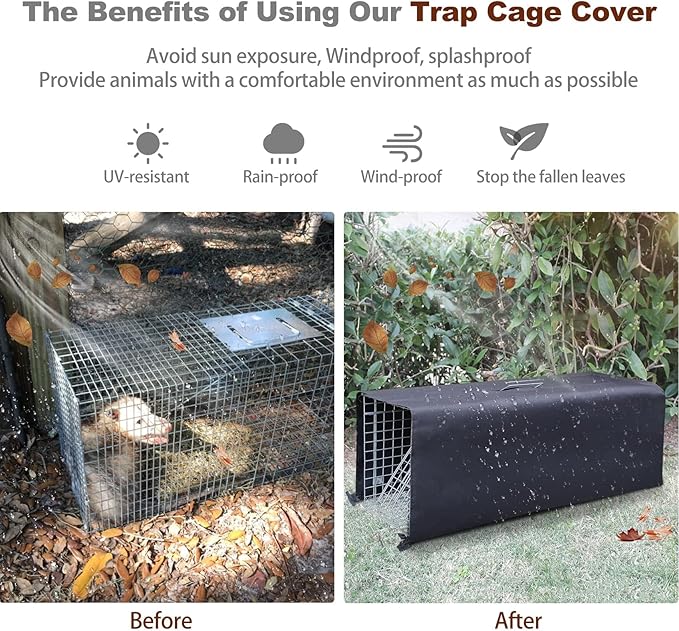 Live Animal Trap Cage with Cover, Cat Trap for Stray Cats 32 Inch Heavy Duty Folding Skunk Traps with Real Door for Raccoons, Opossums, Groundhogs, Skunks, Feral Cats, Squirrels-(32 x 10 x 12 inches)