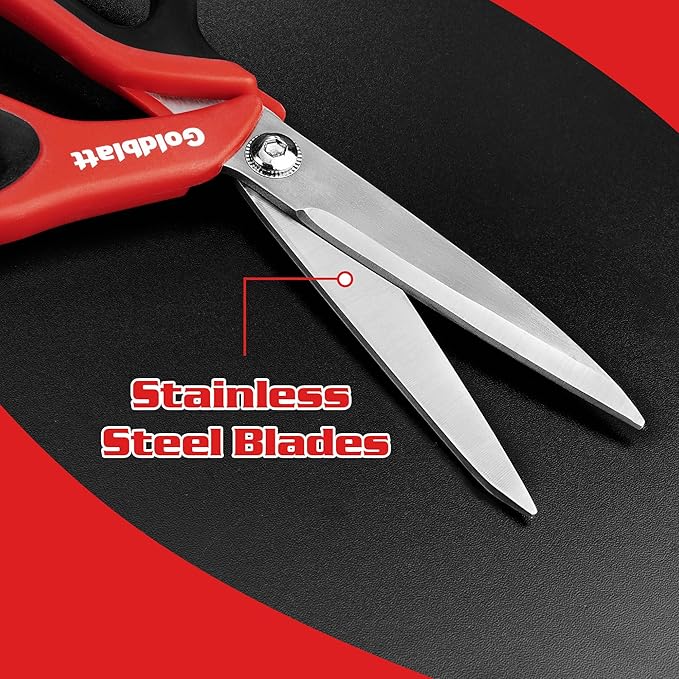 Goldblatt 2PS Scissors Heavy Duty, Multipurpose Shop Scissors with Stainless Steel Blade and Comfortable Handle, Easy Cutting Cardboard, Wires, Leather, Fabric