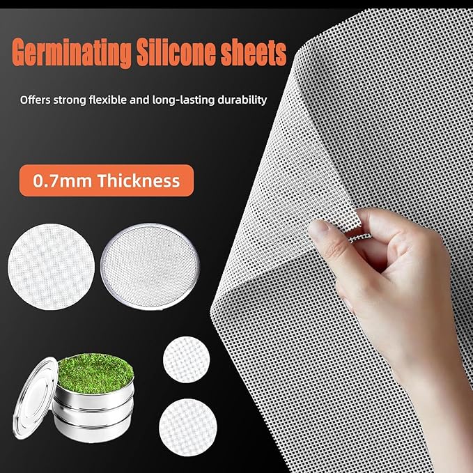 16pcs Germinating Growing Sheets,Hydroponic Growing Silicone Mats. Fit for Plant Germination Tray and Mesh Sprouting Trays,Trays NOT Included (8.26 * 78")
