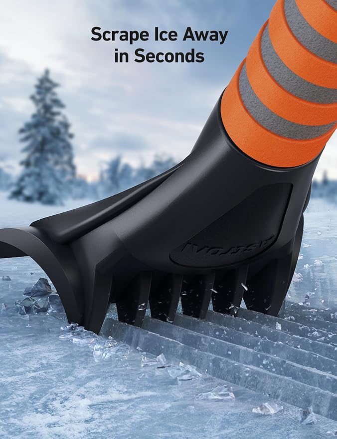 AstroAI Ice Scraper for Cars and Small Trucks - Dang Near Indestructible Ice Scrapers for Car Windshield from Scrape Frost and Ice