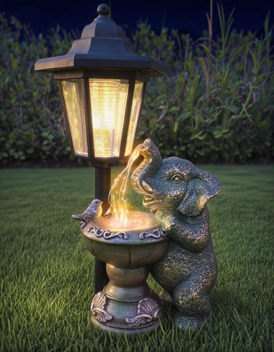 Elephant Solar Garden Statue Outdoor Watering Lights Decor, 12″H Large Lawn Ornaments, Animal Yard Decorations for Patio Porch Backyard Balcony, Birthday Gifts for Women