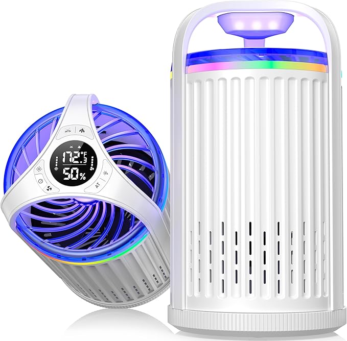 Fly Trap Indoor, CreateFun 2025 New Gnat Traps for House Indoor, Bug Light Trap Mosquitoes Fruit Fly Trap for Plants Bug Zapper with 10 PCS Refills - White