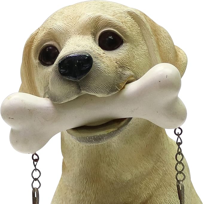 Nature's Mark Labrador Retriever Dog Puppy Statue with Reversible Welcome Sign and Go Away Sign Resin Garden Decor 12" H